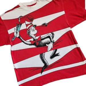 Vintage T Shirt Large Universal Studios Dr Seuss Cat in the Hat Thing Green Eggs